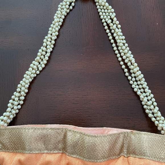 Women’s Luxuries Pearl &glass beads embellished potli bags in peach color - Picture 4 of 7